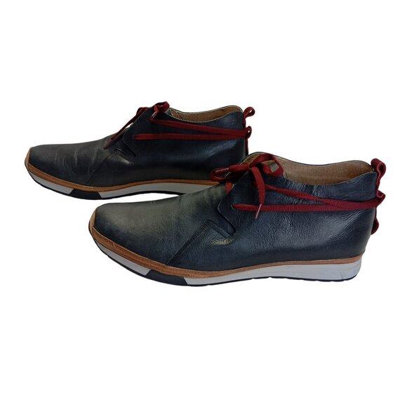 MCNDO Carnaby Shoes Mens Black Leather Size 11 Red Laces Casual Comfort Rubber - Picture 7 of 10